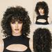 XIAQUJ African Short Curly Hair Small Curly Hair Bangs Black Wig Hair Set Rose Net Mechanism Fiber Wig Wigs for Women C