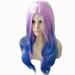 XIAQUJ Women s Fashion Wig Blue Synthetic Hair Long Wigs Wave Curly Wig Wigs for Women Blue