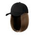 Stiwee Holiday Sales Great Christmas Decor Wig Hat Baseball Cap Wigs For Women Black Hat With Bob Hair Extensions Attached Synthetic Hairpieces Short Wig Adjustable Caps 8 in