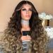 CAKVIICA Girl Gradient Wig Natural Brown Party Wig Long Full Curly Hair Fashion Synthetic Wig Gradient Natural Brown Party Wig Brown