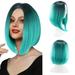 CAKVIICA Party Wig Wig Gradient Short Straight Hair Highlight Female Wig Gradient Short Straight Party Wig Light Blue