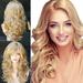 KAGAYD WIGS 25 Inch Brown Long Curly Hair Synthetic Wig Bangs for Women Daily Use Beige