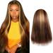 XIAQUJ Straight Line Hair Human Women s Brown Wig Hair Straight Long with Pre Plucked Wigs Long Brazilian Hair Wigs Wigs for Women Yellow
