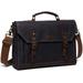 VASCHY Canvas Messenger Bag for Men Vintage Leather Bag Men Waxed Canvas Briefcase Men for 17.3 inch Laptop Office Bags for Men