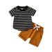 Toddler Boys Summer Short Sleeve Striped Prints Tops Shorts 2Pcs Outfits Clothes Set for Children Clothes Gifts for 1 Year Old Toddler Boy Clothes Sets 4T Toddler Romper Boy Size 3