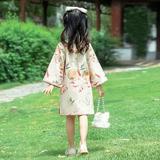 LYCAQL Baby Girl Clothes Toddler Dress Long Sleeve Cheongsam Performance Spring Autumn Girls Retro Tang Dress Dress Girl (Beige 4-5 Years)