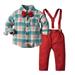 Toddler Boys Long Sleeve Plaid Prints T Shirt Tops Pants Child Kids Gentleman Outfits Gifts for Kids under 10 Baby Boy Clothes 12 18 Months Summer Baby Rompers Boy Baby Bodysuit Dress Set