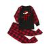 DeHolifer Christmas Man Daddy Print Blouse Tops and Pants Family Clothes Pajamas and Plaid Family Christmas Pajamas Red Kid2Y