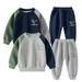 Esaierr 2PCS Newborn Toddler Baby Boys Clothing Sets 12M-5Y Dinosaur Print Color Clashing Long Sleeve Tops and Solid Color with Pockets Sweatpants Spring Fall Clothes Outfits