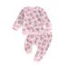 Suanret Toddler Kids Girls Christmas Outfit Santa Claus Gingerbread Man Tree Print Sweatshirt Sweatpants Santa Claus 12-18 Months