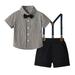 Toddler Boys Short Sleeve Shirt Striped Tops Suspender Shorts with Tie Child Kids Gentleman Outfits for Kids Boys 9 10 Toddler Sweatshirt Girls 6T Toddler Romper Boys 5T