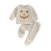 0-3Y Infant Baby Boy Halloween Pants Outfits Long Sleeve Pumpkin Face Sweatshirt Pants Fall Halloween Clothes Set