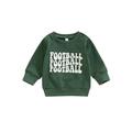 Qtinghua Infant Toddler Baby Girl Boy Casual Pullover Long Sleeve Letter Print Ribbed Sweatshirt Tops Green 18-24 Months