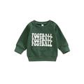 Qtinghua Infant Toddler Baby Girl Boy Casual Pullover Long Sleeve Letter Print Ribbed Sweatshirt Tops Green 12-18 Months