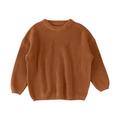 TOWED22 Baby Girl Boy Knit Sweater Toddler Baby Girl Boy Knit Sweater Round Neck Long Sleeve Pullover (Brown 6-9 M)