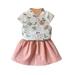 Winter Savings Clearance! Lindreshi Baby Girl Dresses Clearance Toddler Kids Baby Girl Outfits Clothes Embroidery Cheongsam Shirt+Skirt Set