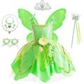 Flowers Fairy Costume Princess Dress Up Set for Girls Tinker Bell Toddler Cosplay Clothes Dress with Wing Set