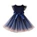 Fattazi Kids Toddler Children Baby Girls Bowknot Ruffle Short Sleeve Tulle Birthday Dresses Patchwork Party Dress Princess Dress Outfits Clothes