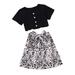 Lindreshi Baby Girl Dresses Clearance Toddler Kids Baby Girl Summer Short SleeveTop Bow Leopard Skirt Clothes Suit