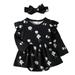 PMUYBHF for Kids Girls 7 8 Girls Long Sleeve Floral Prints Romper Bodysuits with Headbands Outfits Rompers for Girls 10-12 Cute Outfits Jumpsuit for Girls 10-12