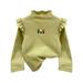 Toddler Baby Girls Boys T Shirt Ruffle Long Sleeve Embroidered Shirt Tops Kids Solid Color Casual Blouse