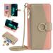 Mantto Cover for iPhone 7/8/SE 2020/SE 2022 Wallet Case Crossbody Zipper Purse Handbag Wristlet RFID Blocking Card Holders Kickstand Magnetic Metal Clasp Flip Leather Cover Pink