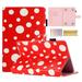 Decase Universal 7.5-8.5 inch Tablet Case Polka Dot Pattern Ultra Slim PU Leather Hard Back Shell Built-in Pencil Holder Tri-Fold Stand Cover for All 7.5-8.5 inch iPad Android Tablet Red +White