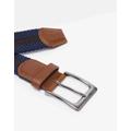 Navy And Brown Stripe Men's Woven Stretch Belt