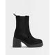 River Island Womens Black Suede Heeled Chelsea Boots