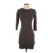 BCX dress Casual Dress - Bodycon: Gray Solid Dresses - Women's Size Small