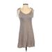 Topshop Casual Dress - A-Line V Neck Sleeveless: Silver Dresses - Women's Size 4