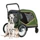 Dog Pram Pet Stroller for Large Dogs, Dog Strollers for Large Dogs and Cats, Travel Carriage Large Dog Stroller Pushchair Heavy Duty Dog Pram for Twin or Multiple Pet (Color : Green)