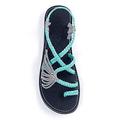 Plaka Women's Rubber Flat Summer Sandals 11 B(M) US Turquoise-Zebra