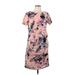 Pink Blush Casual Dress - Shift: Pink Print Dresses - Women's Size Large