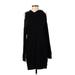 Express Casual Dress - Shift High Neck Long sleeves: Black Solid Dresses - Women's Size X-Small