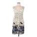 Angie Casual Dress - A-Line V Neck Sleeveless: Ivory Floral Dresses - Women's Size Medium