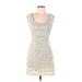 Pins and Needles Casual Dress - Mini Scoop Neck Sleeveless: Ivory Print Dresses - Women's Size Medium