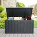Moda Furnishings Lois 150 Gallon Water Resistant Lockable Deck Box w/ Lock & Wheels in Dark Gray Metal | 25.79 H x 54.33 W x 29.57 D in | Wayfair