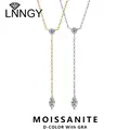 Lnngy-Collier pendentif pompon diamant Moissanite rond pour femme argent regardé 925 colliers de