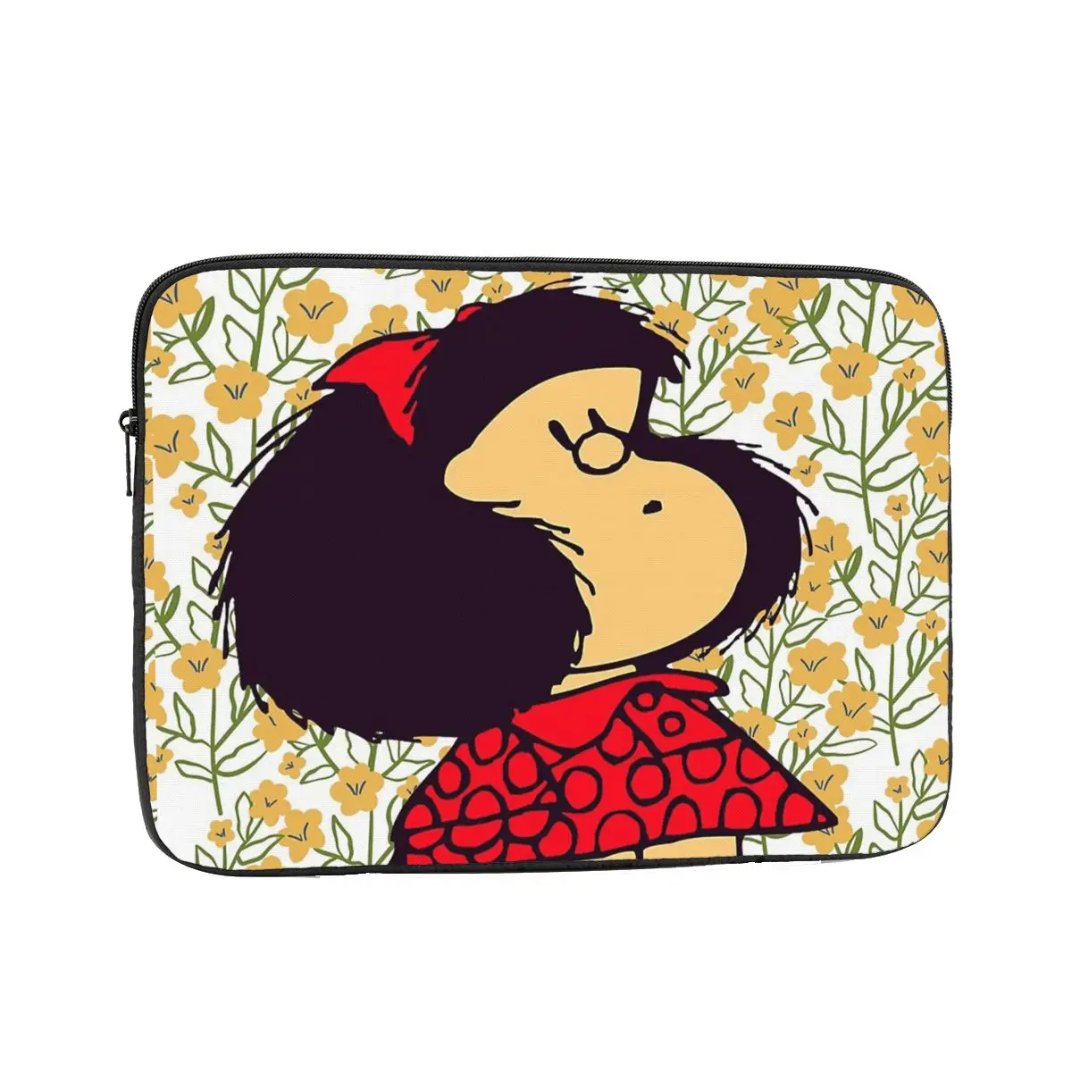 Mafalda-Sacoche pour ordinateur portable, étui pour ordinateur portable à fleurs, étui antichoc, dessin animé Kawaii, 10 ", 12", 13 ", 15", 17"