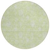 White;green;aloe Round 8' Area Rug - Bungalow Rose Fentress Floral Machine Woven Indoor/Outdoor Area Rug in White/Green 96.0 x 96.0 x 0.19 in green | Wayfair