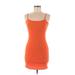 Zaful Casual Dress - Bodycon Scoop Neck Sleeveless: Orange Print Dresses - Women's Size Medium