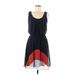 En Focus Studio Casual Dress - Mini Scoop Neck Sleeveless: Blue Print Dresses - Women's Size 6