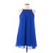 Sequin Hearts Casual Dress - A-Line: Blue Solid Dresses - Women's Size Medium