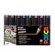 Uni Posca PC-8K Metallic Colours (8 Pack) Ink Marker 8mm Chisel Tip - Multi-use Artist Bundle Gift Set