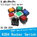 30A 250V 4 6 Pin ON-OFF Interruttore a bilanciere per barche Contatti in argento sterling Interruttore di alimentazione KCD4 con indicatore luminoso a LED 30A/250V 25*31MM