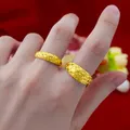 Couple's Golden Rings Solid 999 Gold Rings for Women Men Never Fade Wedding Rings Gold luxury