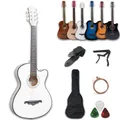 38 inch Acoustic Guitar Kit Folk Guitar for Beginners Children 6 Strings Travel Guitar Black Blue