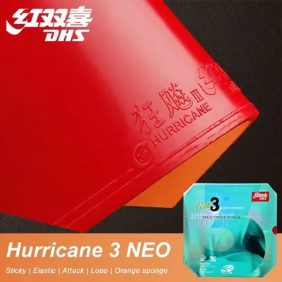 DHS-Hurricane 3 NEO Tischtennis-Gummi, 37 Grad weich, Hurricane-3, Pips-in-Ping-Pong-Schwamm, kein Image
