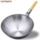 32/34/36cm Iron Wok Uncoated lightweight Kitchen Cooking Pot Beech Handle Suitable for Gas Stove